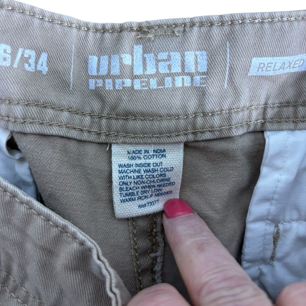 Urban Pipeline Mens Relaxed Straight Khaki Chino Pants 36x34 Cotton Twill #541 - Picture 3 of 10